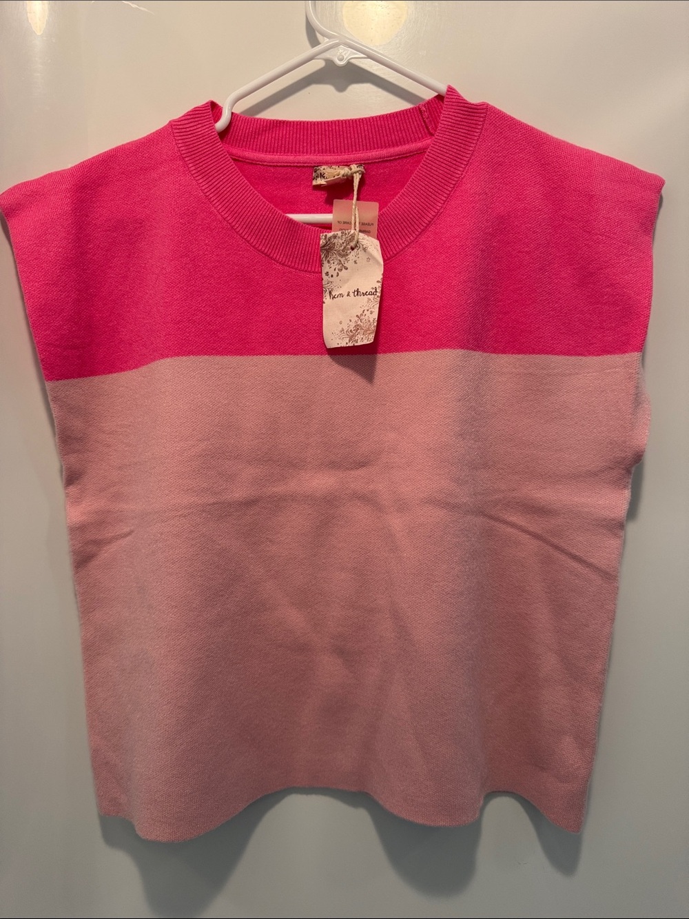 Hem & Thread Fuchsia and Blush Colorblock Knit Tank
